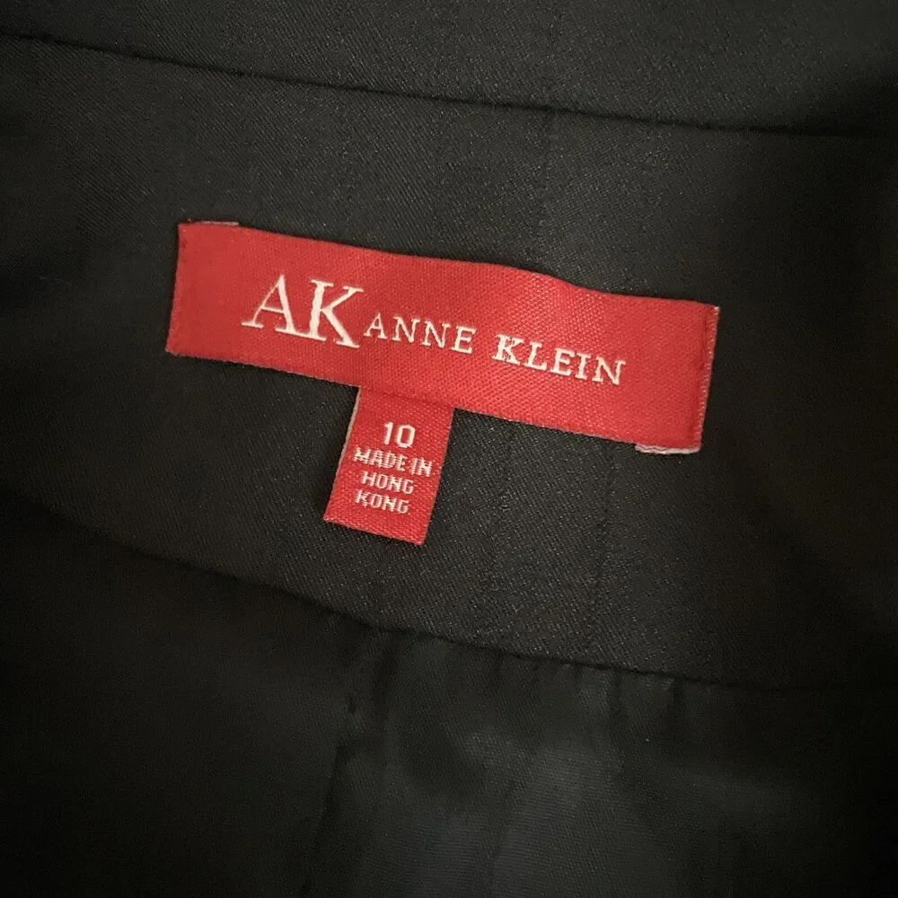 Anne Klein Black Pin Striped Tailored Jacket and Pants Suit Stunning Set NWOT